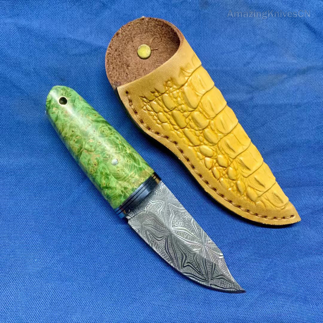 Collectible Stainless Steel Utility Knife Fixed Blade Wood Handle w/ Sheath - AK-HT0970