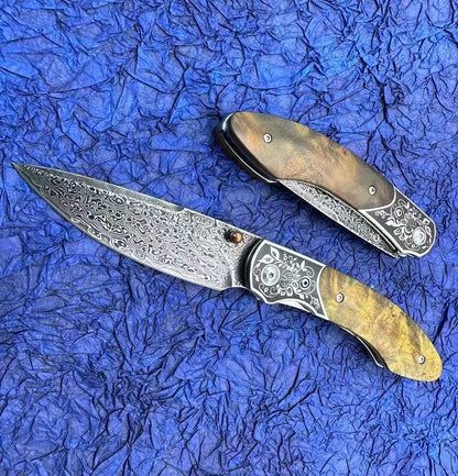 Japanese VG10 Damascus Hunting Knife Folding Pocket Knife - AK-HT0864