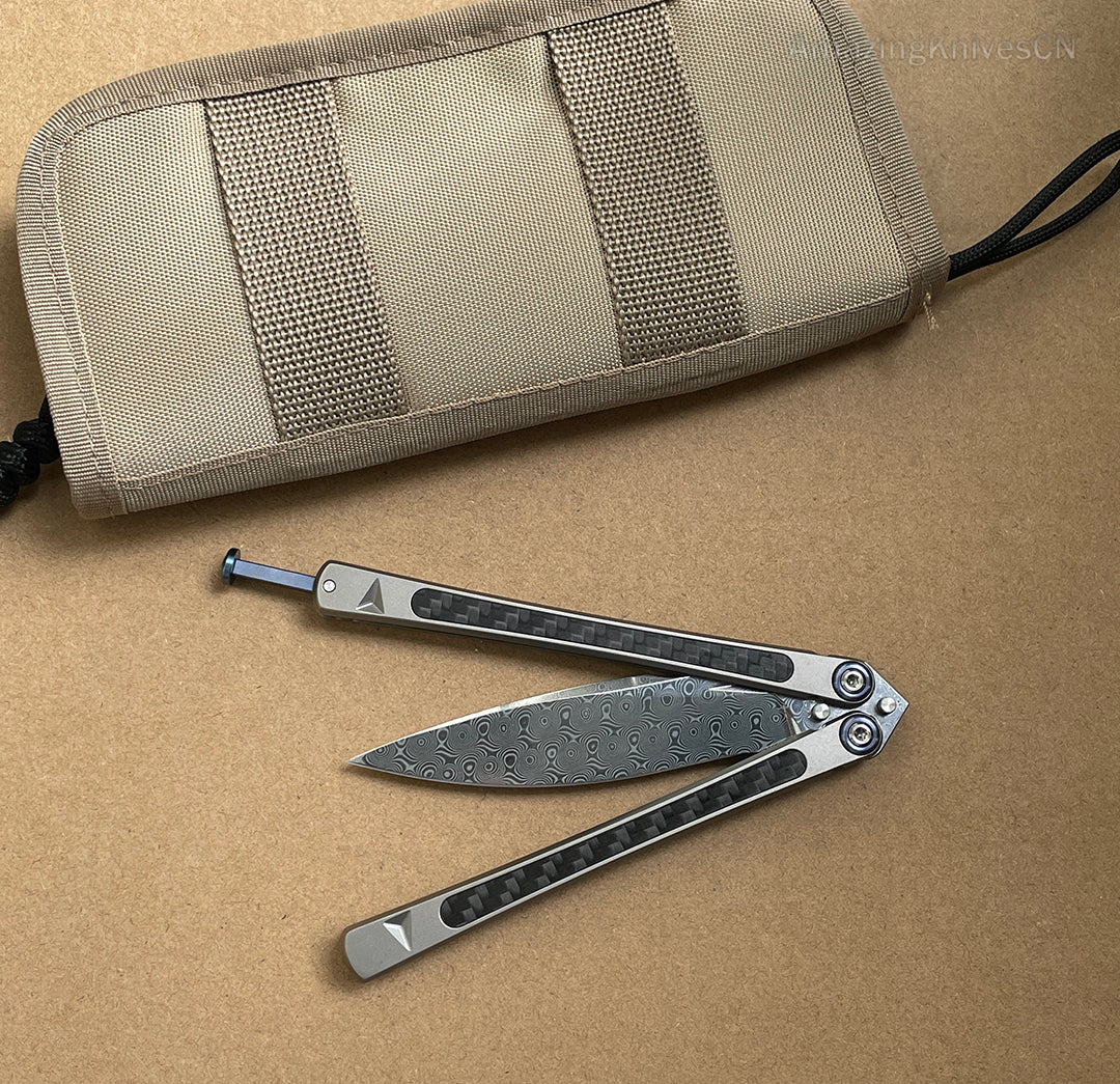 Collectible Vg10 Damascus Steel Folding Knife Pocket Knives Survival Knife Titanium Carbon Fiber- AK-HT0868