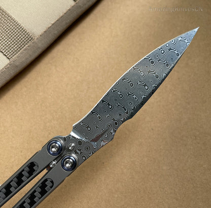 Collectible Vg10 Damascus Steel Folding Knife Pocket Knives Survival Knife Titanium Carbon Fiber- AK-HT0868