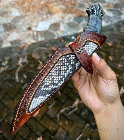 Collectible Luxury Damascus Powder Steel Knife Hunting Knife Stable Wood - AK-HT0860-D