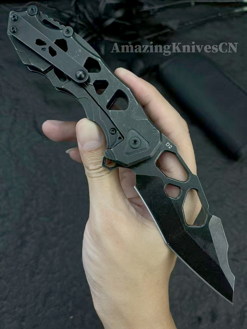 D2 Pocket Knife Folding Knife Tactical Rescue Survival Flipper Bushcraft Hunting - AK-HT0986