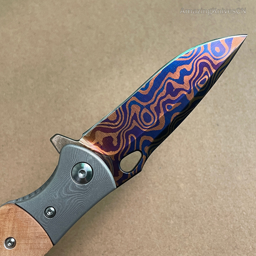 Damascus Folding Knife Pocket Knife Ball Bearings - AK-HT0782