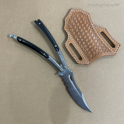 VG10 Damascus Steel Collectible Folding Knife Survival Knife with Bone Handle - AK-HT0755