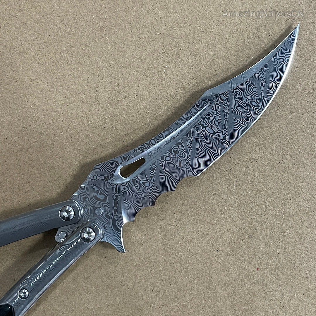 VG10 Damascus Steel Collectible Folding Knife Survival Knife with Bone Handle - AK-HT0755