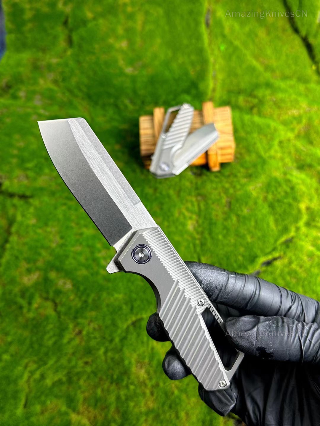 M390 Blade Folding Knife Pocket Knife Survival Ball Bearing Tanto Titanium Handle - AK-HT0883