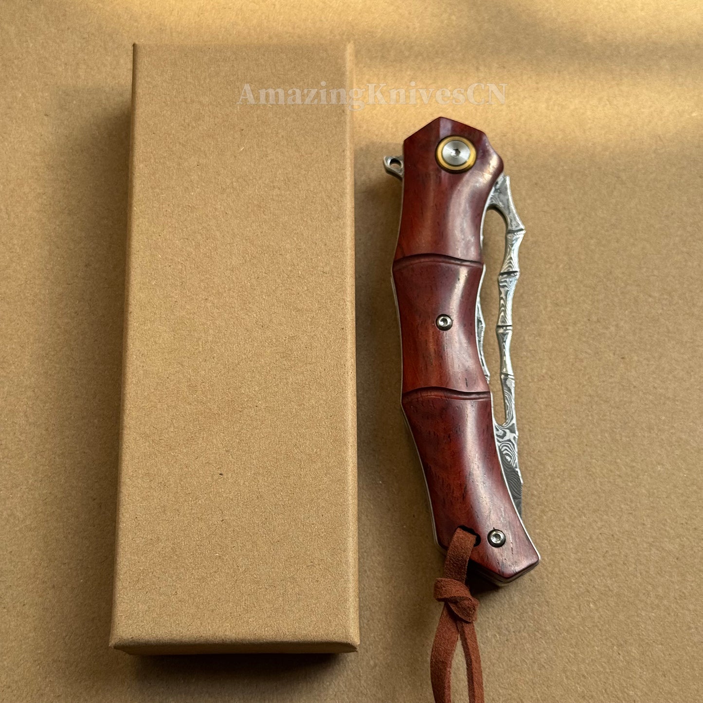 Handmade VG10 Damascus Pocket Knife Camping Outdoor Survival Knife Wood Handle - AK-HT0913