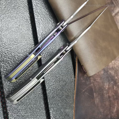 M390 Blade Folding Knife Pocket Knives Tactical Flipper Ball Bearings Titanium - AK-HT0873