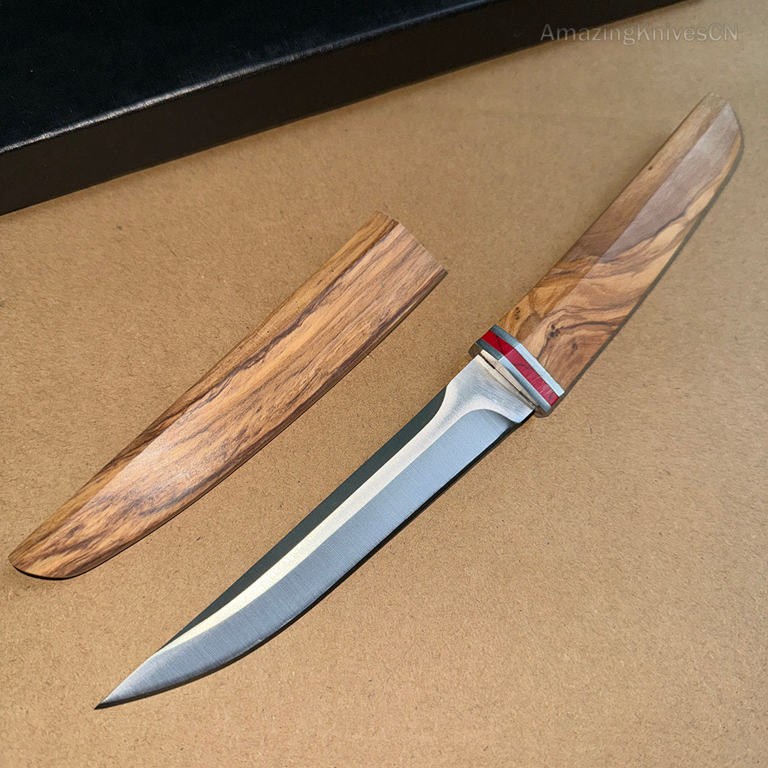 Japanese Style Mini Katana Knife Fixed Blade Hunting Bushcraft Outdoor Wooden Handle -AK-HT0886