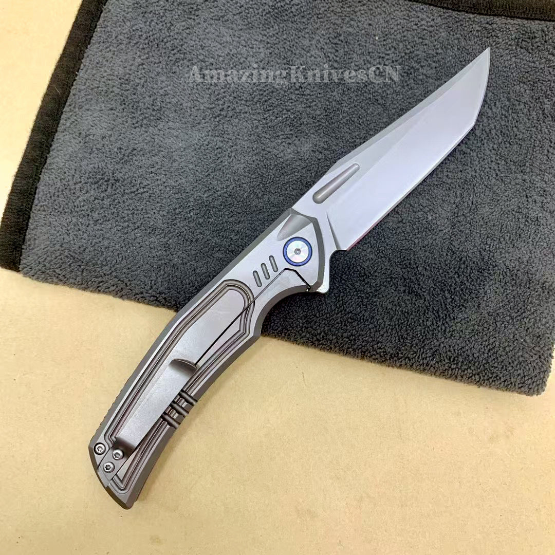 M42 High Speed Steel Pocket Knife Flipper Carbon Fiber Ball Bearing - AK-HT0988