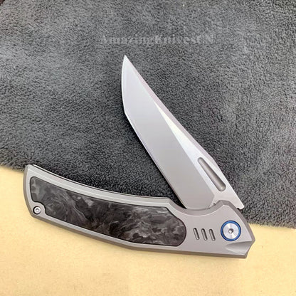 M42 High Speed Steel Pocket Knife Flipper Carbon Fiber Ball Bearing - AK-HT0988