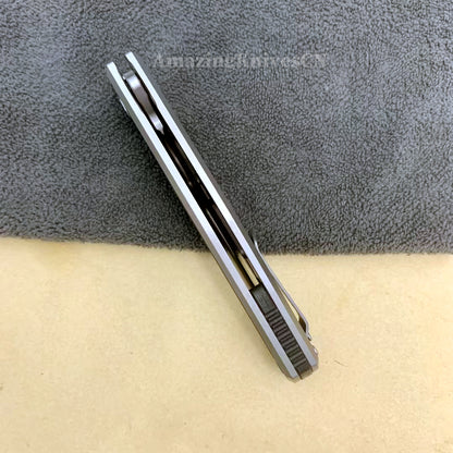 M42 High Speed Steel Pocket Knife Flipper Carbon Fiber Ball Bearing - AK-HT0988