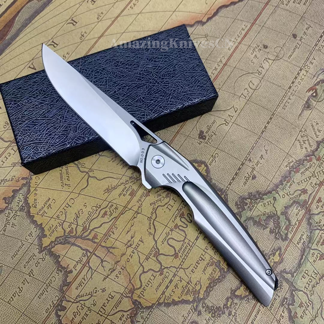 M42 High Speed Steel Pocket Knife Flipper Japanese 420J2 Steel Ball Bearing - AK-HT0989