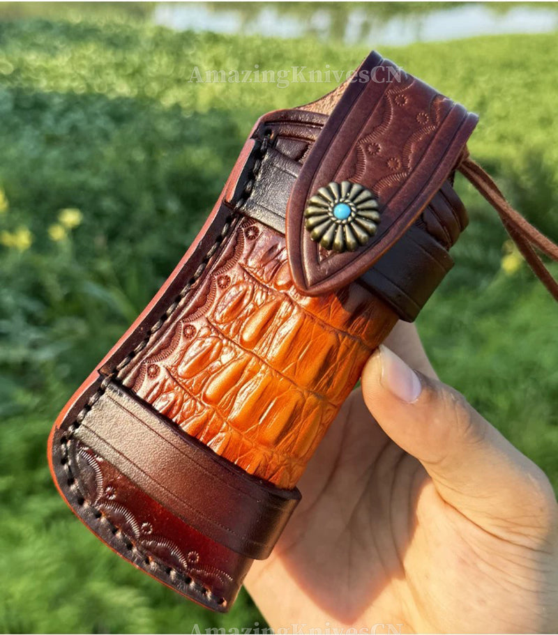 Bamboo Eye – VG10 Damascus Pocket Knife Snakewood Handle with Clip - AK-HT1006