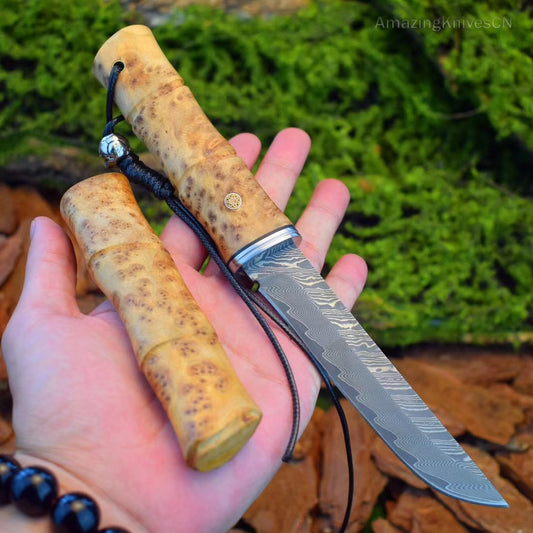 Japanese Style Katana Knife Ninja Hunting Samurai Warrior Sword VG10 Damascus Bushido - AK-HT0878-D