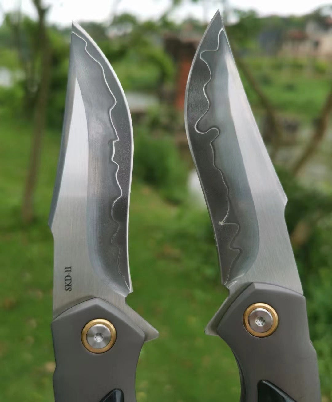 Handmade Japanese SKD-11 Steel Folding Outdoor Pocket Knife w/ Camel Bone Handle - AK-HT0836-B