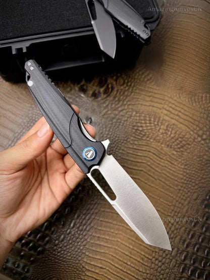 SandviK Steel Blade Folding Knife Pocket Knives G10 Handle Ball Bearing - AK-HT0874