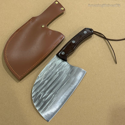 Hand Forged Cleaver Chopper Kitchen Knife Full Tang Wood Handle- AK-FK0862