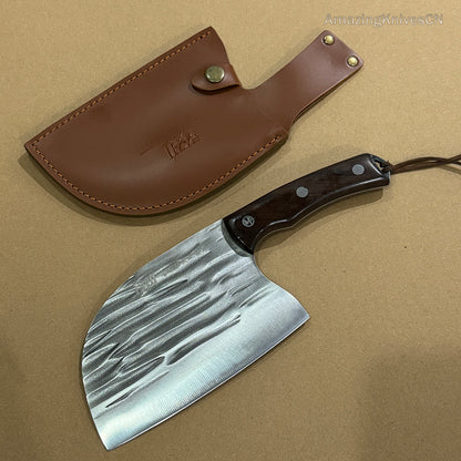 Hand Forged Cleaver Chopper Kitchen Knife Full Tang Wood Handle- AK-FK0862