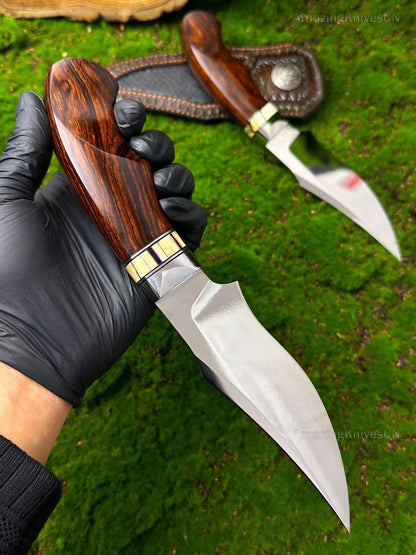 High Quality Wootz Steel Bowie Knife Fixed Blade with Leather Sheath - AK-HT0835