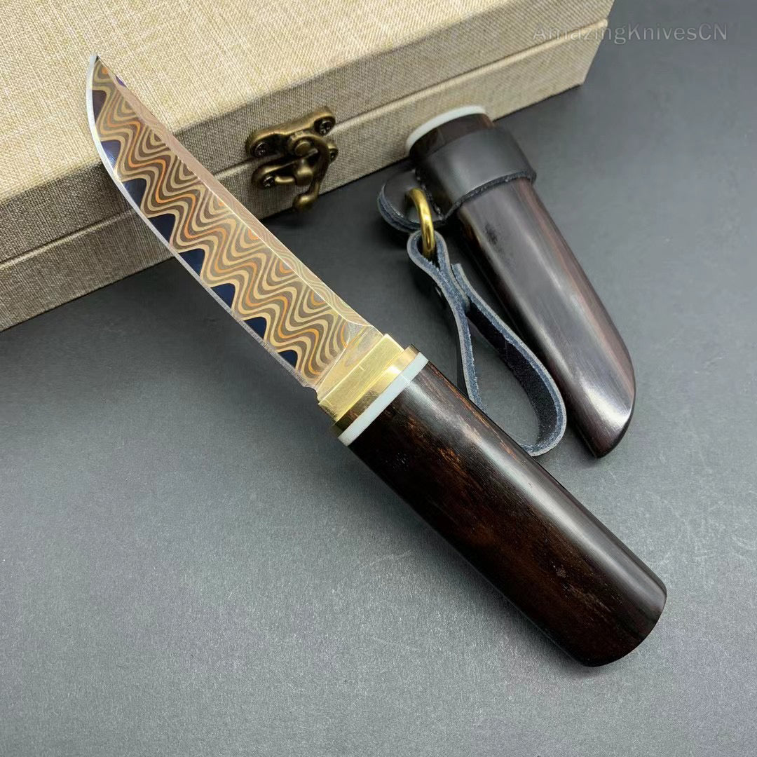 Handcrafted Japanese Style Katana Knife Copper Damascus Ninja Warrior Bushido - AK-HT0906