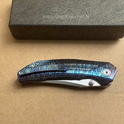 14C28N Folding Knife with Bluing Titanium Handle - AK-HT1031