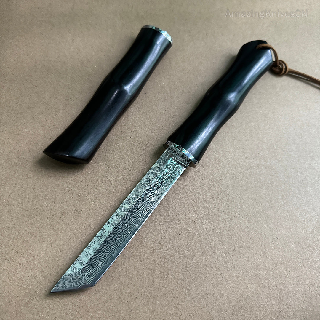 Japanese Style Katana Knife Damascus Ninja Hunting Samurai Warrior Sword Bushido - AK-HT0877