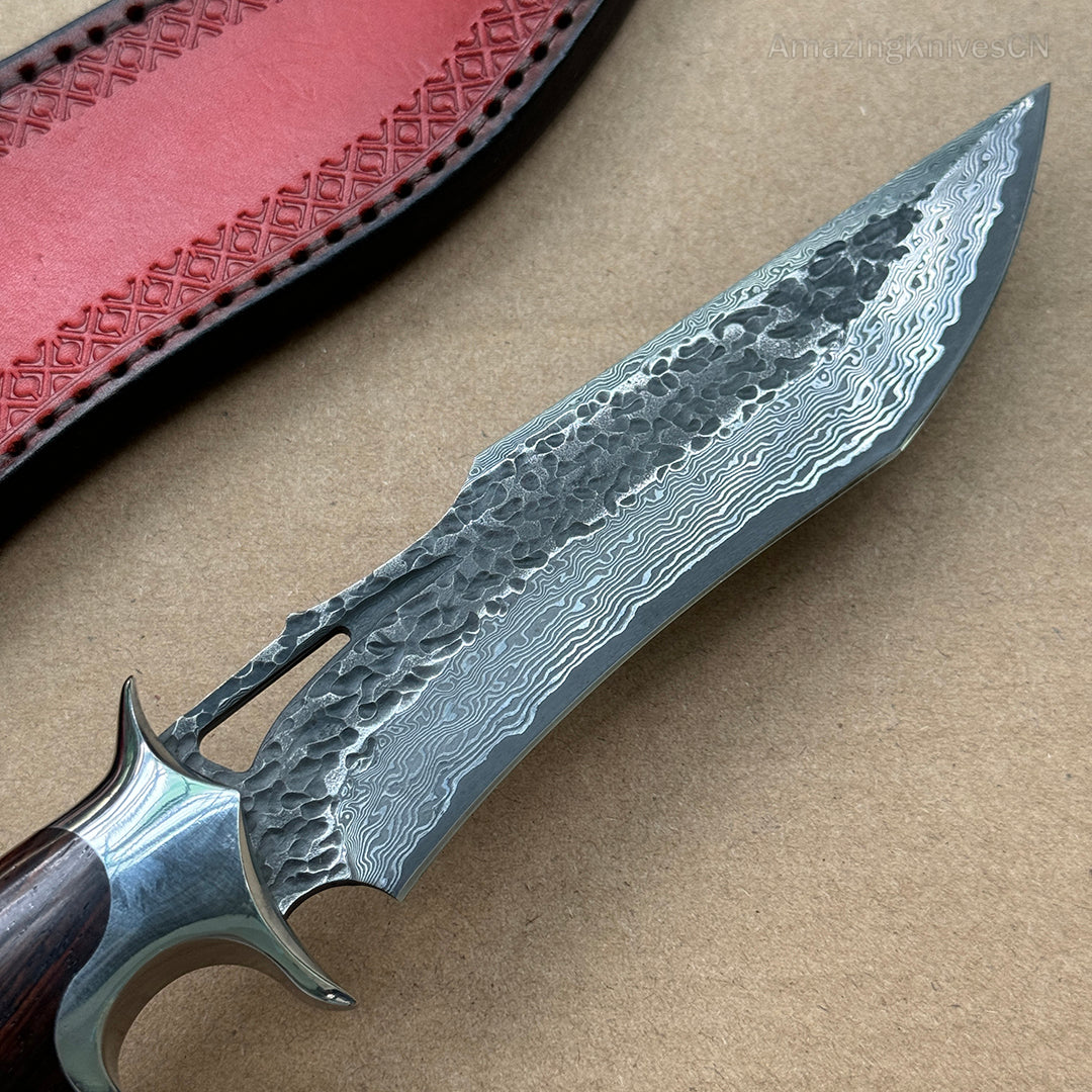 Handmade Forged Damascus Hunting Knife Handcrafted Fixed Blade - AK-HT0529-S