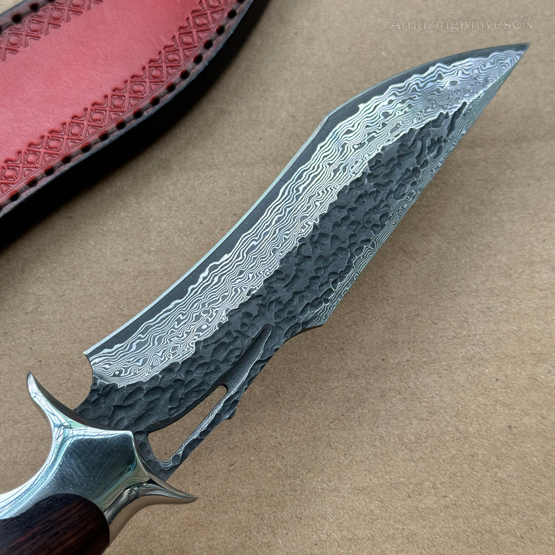 Handmade Forged Damascus Hunting Knife Handcrafted Fixed Blade - AK-HT0529-S