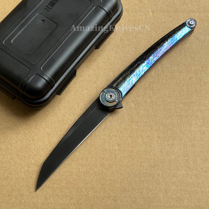 Japanese DC53 Steel Blade Pocket Knife Full Titanium Handle - AK-HT1014