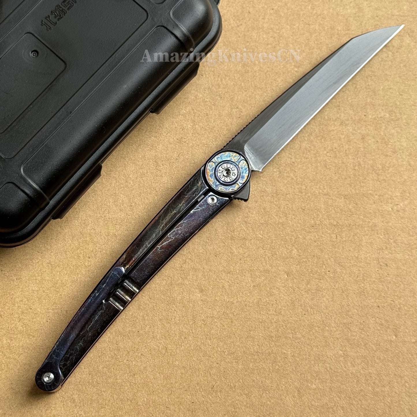 Japanese DC53 Steel Blade Pocket Knife Full Titanium Handle - AK-HT1014