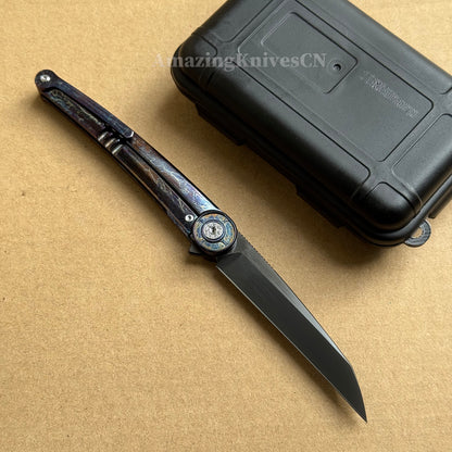 Japanese DC53 Steel Blade Pocket Knife Full Titanium Handle - AK-HT1014