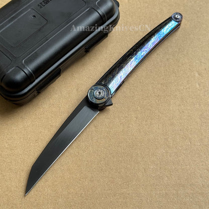 Japanese DC53 Steel Blade Pocket Knife Full Titanium Handle - AK-HT1014