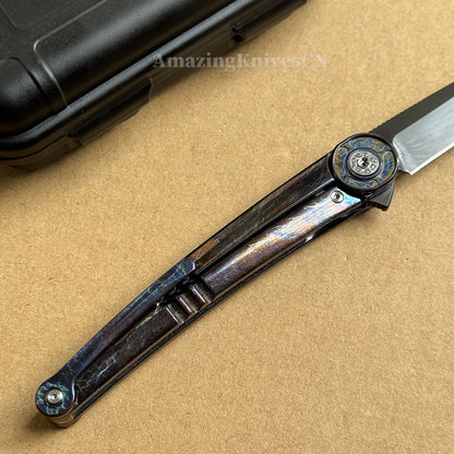 Japanese DC53 Steel Blade Pocket Knife Full Titanium Handle - AK-HT1014