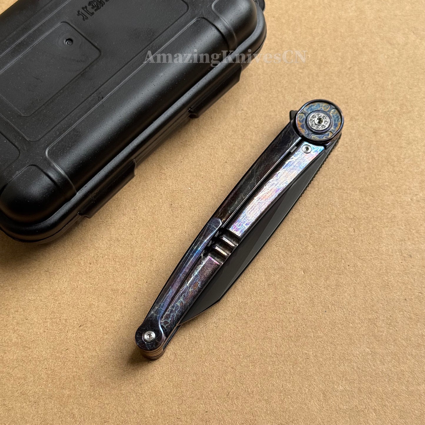 Japanese DC53 Steel Blade Pocket Knife Full Titanium Handle - AK-HT1014