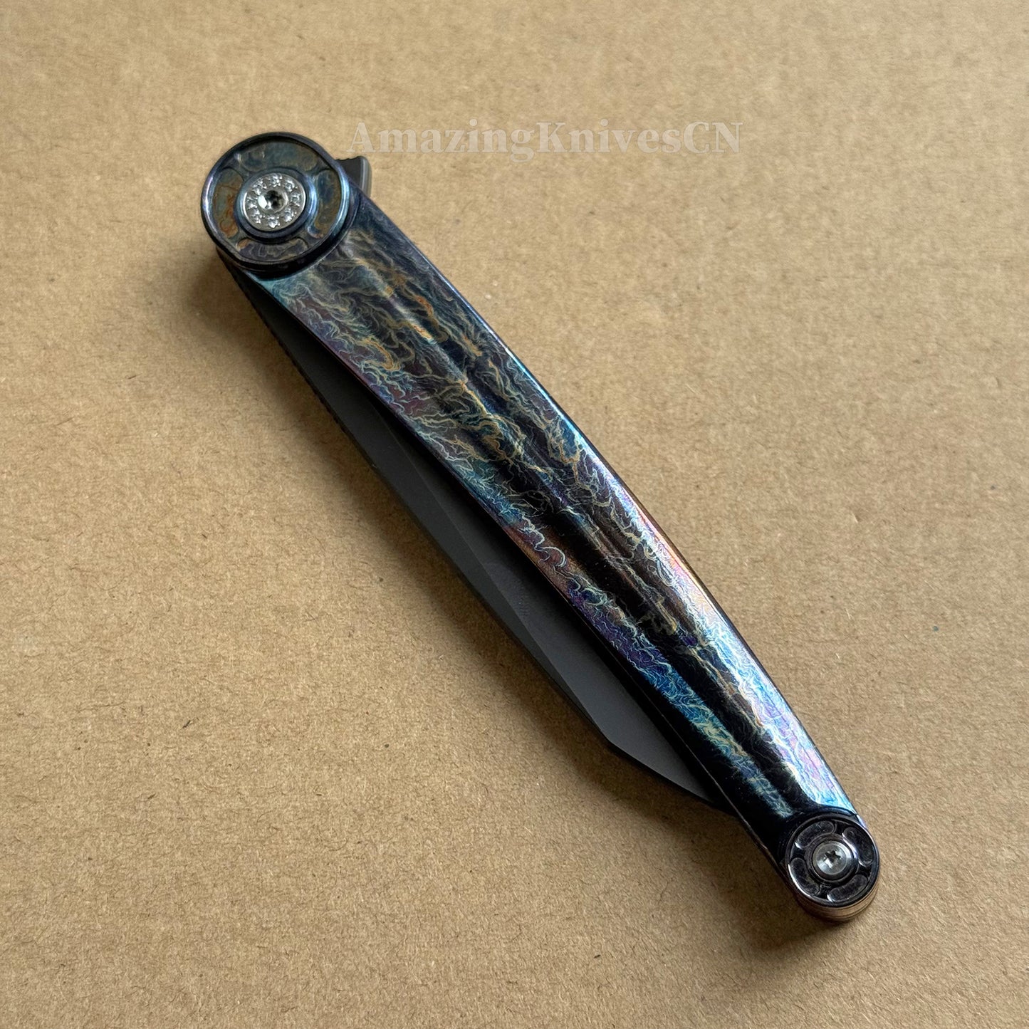 Japanese DC53 Steel Blade Pocket Knife Full Titanium Handle - AK-HT1014