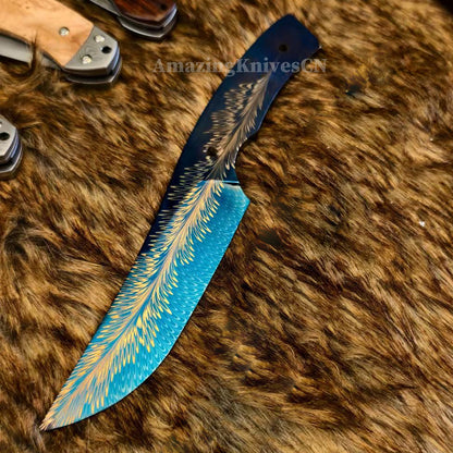 High End Collectible Handmade Feather Damascus Steel Knife Full Tang - AK-HT1000