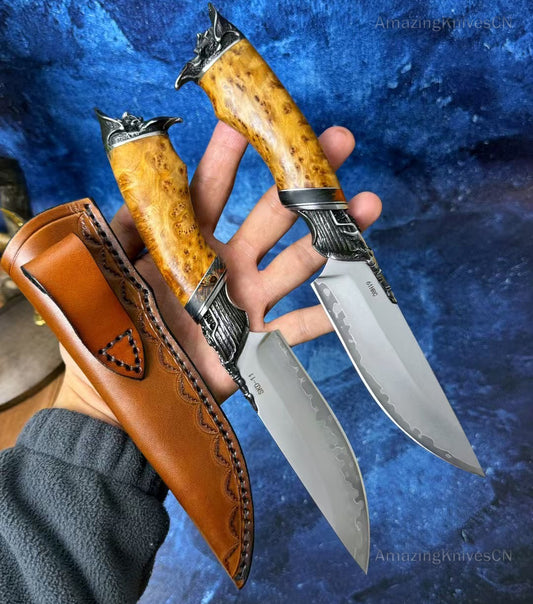 Handmade Japanese SKD-11 Steel Hunting Knife Survival Fighter Bowie Collectible - AK-HT0975
