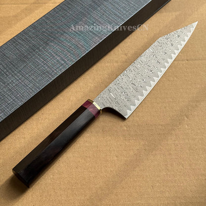 Powder Metallurgy VG10 Damascus Steel Kitchen Kiritsuke Knife Chef's Knife, Stabilized Ebony Wood Handle - AK-DC1077