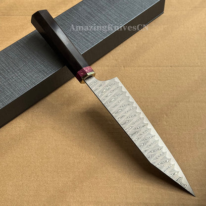Powder Metallurgy VG10 Damascus Steel Kitchen Kiritsuke Knife Chef's Knife, Stabilized Ebony Wood Handle - AK-DC1077