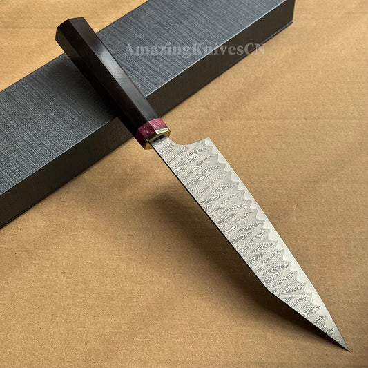 Powder Metallurgy VG10 Damascus Steel Kitchen Kiritsuke Knife Chef's Knife, Stabilized Ebony Wood Handle - AK-DC1077