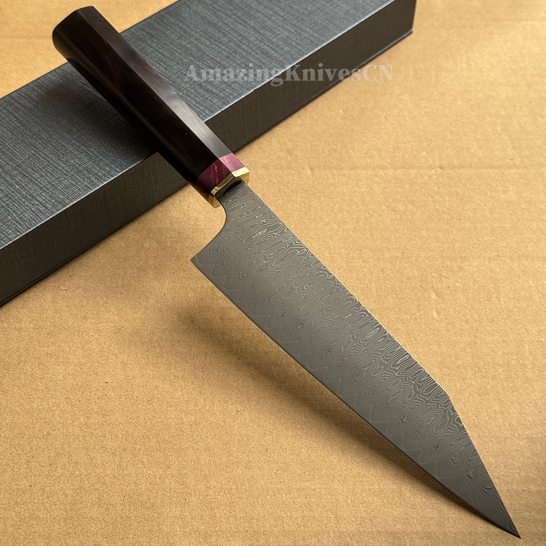 Powder Metallurgy VG10 Damascus Steel Kitchen Kiritsuke Knife Chef's Knife, Stabilized Ebony Wood Handle - AK-DC1077