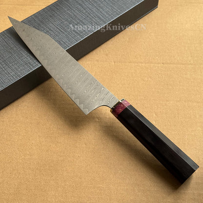 Powder Metallurgy VG10 Damascus Steel Kitchen Kiritsuke Knife Chef's Knife, Stabilized Ebony Wood Handle - AK-DC1077