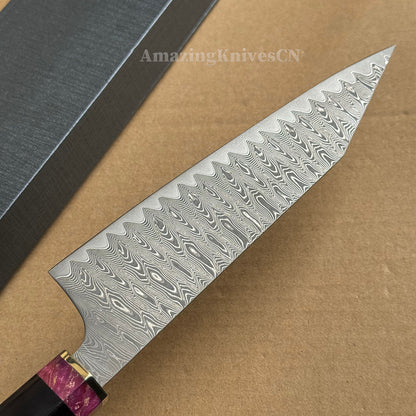 Powder Metallurgy VG10 Damascus Steel Kitchen Kiritsuke Knife Chef's Knife, Stabilized Ebony Wood Handle - AK-DC1077