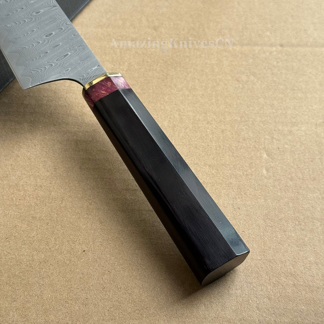 Powder Metallurgy VG10 Damascus Steel Kitchen Kiritsuke Knife Chef's Knife, Stabilized Ebony Wood Handle - AK-DC1077