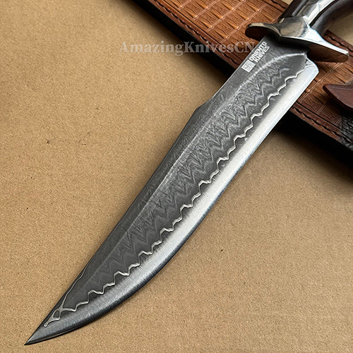 HAND FORGED DAMASCUS HUNTING KNIFE BOWIE KNIVES SURVIVAL SAN MAI - AK-HT0579