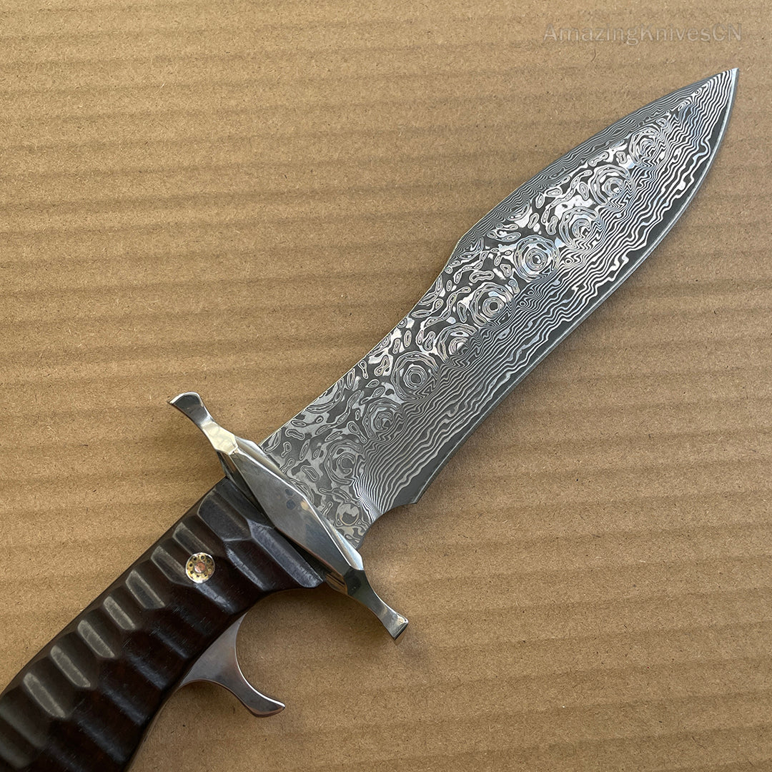 Hand Forged VG10 Damascus Steel Hunting Knife Bowie Survival Fixed Blade- AK-HT0786