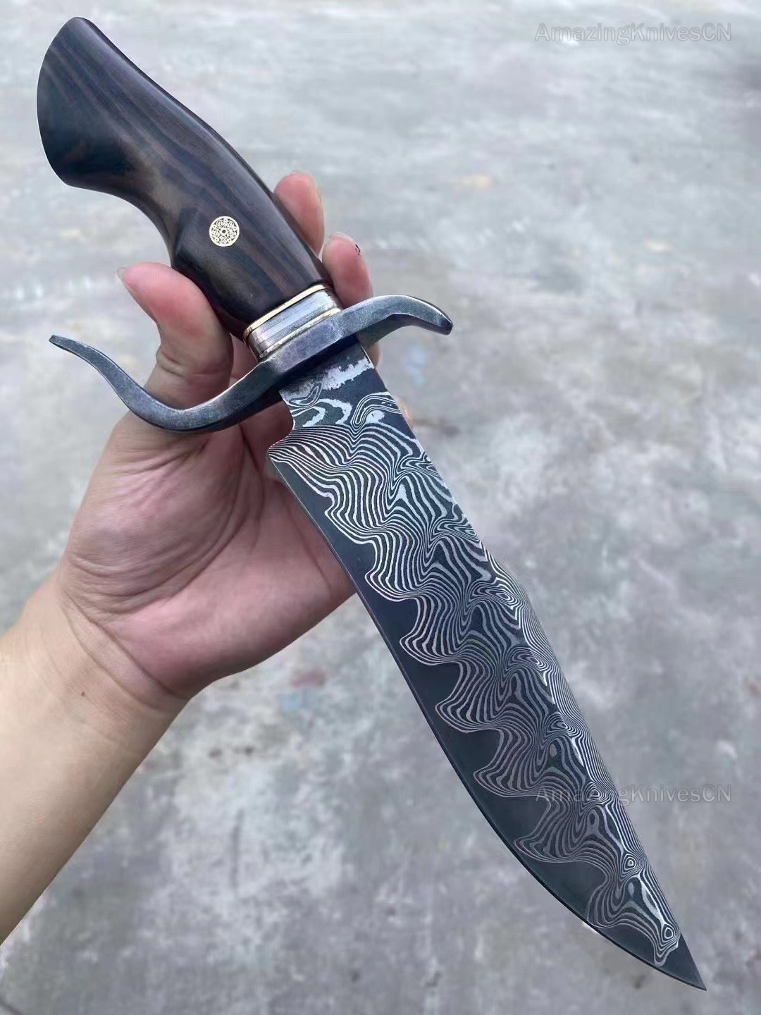 Handmade VG10 Damascus Steel Hunting Knife Survival Bowie Knife w/ Sheath Outdoor - AK-HT0638-S2