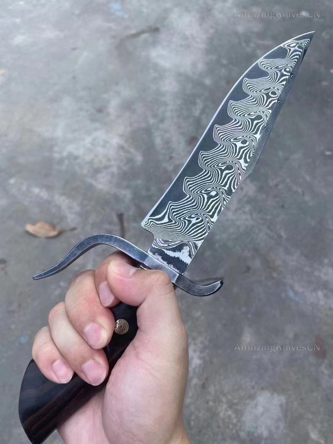 Handmade VG10 Damascus Steel Hunting Knife Survival Bowie Knife w/ Sheath Outdoor - AK-HT0638-S2