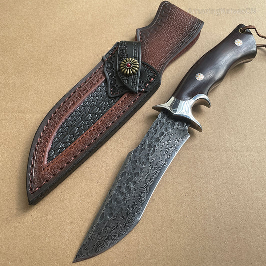Damascus Hunting Knife Survival Rescue Knife Fixed Blade- AK-HT0649